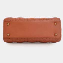 Pre Owned Dior Orange Small Lambskin Cannage MyABCDior Lady Dior