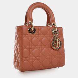 Pre Owned Dior Orange Small Lambskin Cannage MyABCDior Lady Dior