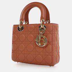 Pre Owned Dior Orange Small Lambskin Cannage MyABCDior Lady Dior