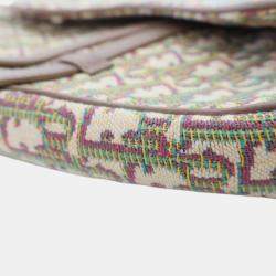 مملوكة مسبقًا حقيبة كروس بودي ديور سادل كانفاس مزخرف متعددة الألوان بني