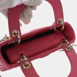 مملوكة مسبقًا حقيبة ديور ليدي ديور صغيرة وردية جلد خروف كاناج