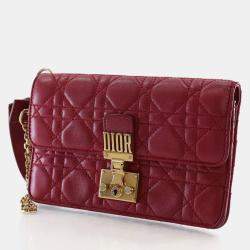 مملوكة مسبقًا حقيبة يد صغيرة ديور أديكت جلد حمل أحمر