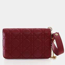 مملوكة مسبقًا حقيبة يد صغيرة ديور أديكت جلد حمل أحمر