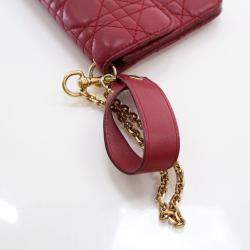 مملوكة مسبقًا حقيبة يد صغيرة ديور أديكت جلد حمل أحمر