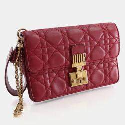 مملوكة مسبقًا حقيبة يد صغيرة ديور أديكت جلد حمل أحمر