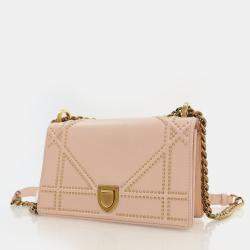 مملوكة مسبقًا حقيبة ديور ديوراما غطاء مسننة جلد عجل ناعم صغيرة بيج