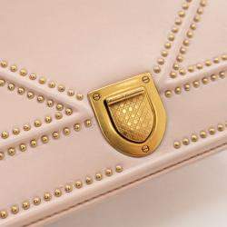 مملوكة مسبقًا حقيبة ديور ديوراما غطاء مسننة جلد عجل ناعم صغير ة بيج