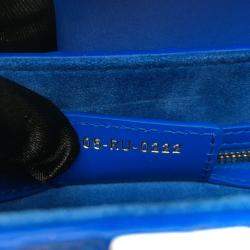 Pre Owned حقيبة ديور سرج مثقبة جلد عجل أزرق/أبيض متوسطة