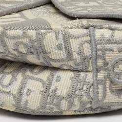 Pre Owned حقيبة كتف ديور سادل كانفاس مطرز أوبليك رمادي/أوف وايت