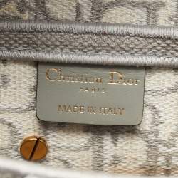 Pre Owned حقيبة كتف ديور سادل كانفاس مطرز أوبليك رمادي/أوف وايت