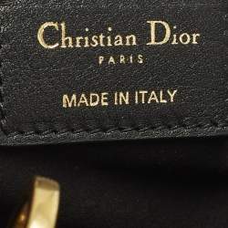 Pre Owned حقيبة يد ديور ليدي ديور متوسطة شرابة خرزية جلد كاناج أسود