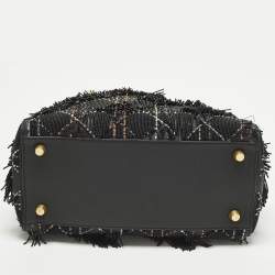 Pre Owned حقيبة يد ديور ليدي ديور متوسطة شرابة خرزية جلد كاناج أسود