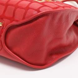Pre Owned Dior 61 Crystal Embellished Red Leather and Suede Hobo