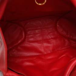 Pre Owned Dior 61 Crystal Embellished Red Leather and Suede Hobo