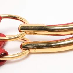 Pre Owned Dior 61 Crystal Embellished Red Leather and Suede Hobo