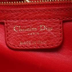 Pre Owned Dior 61 Crystal Embellished Red Leather and Suede Hobo