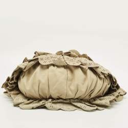 Pre Owned Dior Gypsy Ruffle Olive Large Green Leather Hobo