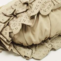 Pre Owned Dior Gypsy Ruffle Olive Large Green Leather Hobo