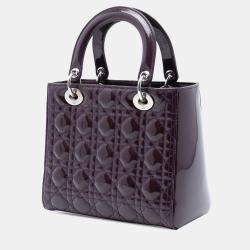 Pre Owned Dior Purple Medium Patent Cannage Lady Dior