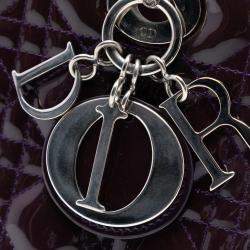 Pre Owned Dior Purple Medium Patent Cannage Lady Dior