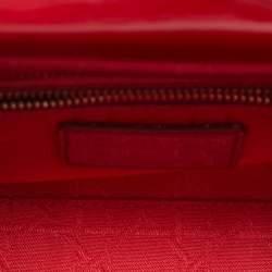 Pre Owned حقيبة يد توت ديور ليدي ديور صغيرة جلد كاناج سوداء لامعة