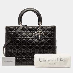 Pre Owned Dior Black Large Lambskin Cannage Lady Dior