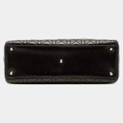 Pre Owned Dior Black Large Lambskin Cannage Lady Dior