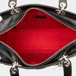 Pre Owned Dior Black Large Lambskin Cannage Lady Dior