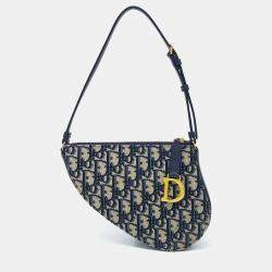 مملوكة مسبقًا Dior Navy Blue Fabric Saddle Shoulder Pouch