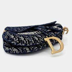 مملوكة مسبقًا حقيبة سرج ديور أوبليك مخمل قماش أسود