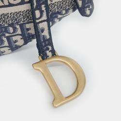 مملوكة مسبقًا Dior Navy Blue Fabric Oblique Saddle Bag