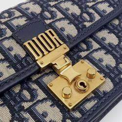 مملوكة مسبقًا Dior Navy Blue Fabric Oblique Dior Addict Shoulder Bag