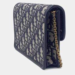 مملوكة مسبقًا Dior Navy Blue Fabric Oblique Dior Addict Shoulder Bag