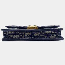 مملوكة مسبقًا Dior Navy Blue Fabric Oblique Dior Addict Shoulder Bag