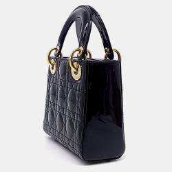 مملوكة مسبقًا Dior Black Patent Leather Patent Lady Bag Mini
