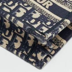 Pre Owned حقيبة يد ديور ميني كتاب كنفاس أوبليك أزرق بحري