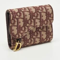 Pre Owned محفظة ديور سادل كانفاس ديورسيمو أحمر داكن