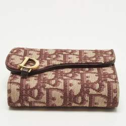 Pre Owned محفظة ديور سادل كانفاس ديورسيمو أحمر داكن