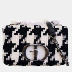 مملوكة مسبقًا Dior Black Small Technical Canvas Macro Houndstooth Caro Bag