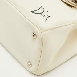 مملوكة مسبقًا Dior Diorissimo Medium White Leather Flower Print Shopper Tote