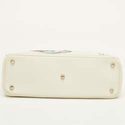 مملوكة مسبقًا Dior Diorissimo Medium White Leather Flower Print Shopper Tote