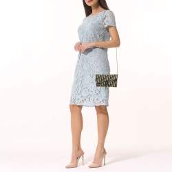 مملوكة مسبقًا Dior Saddle Navy Blue Oblique Canvas and Leather Wallet On Chain