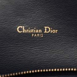 مملوكة مسبقًا Dior Saddle Navy Blue Oblique Canvas and Leather Wallet On Chain