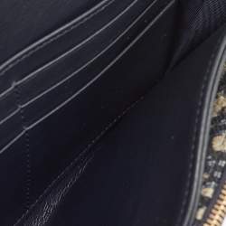مملوكة مسبقًا Dior Saddle Navy Blue Oblique Canvas and Leather Wallet On Chain
