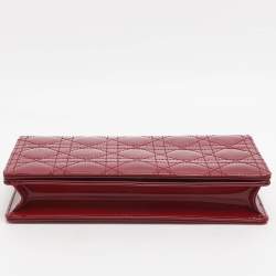 مملوكة مسبقًا Dior Lady Dior Red Cannage Patent Leather Clutch
