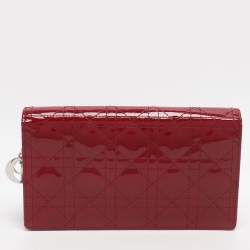مملوكة مسبقًا Dior Lady Dior Red Cannage Patent Leather Clutch