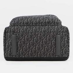 Pre Owned حقيبة ظهر ديور أوبليك جاكار رايدر قماش جلدي سوداء