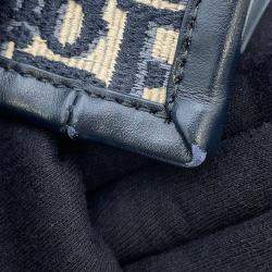 مملوكة مسبقًا Dior Oblique Embroidery Book Tote Navy Canvas Calf Leather Size Small