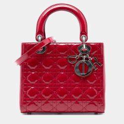 مملوكة مسبقًا Dior Red Medium Patent Cannage Lady Dior
