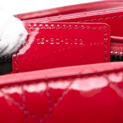 مملوكة مسبقًا Dior Red Medium Patent Cannage Lady Dior